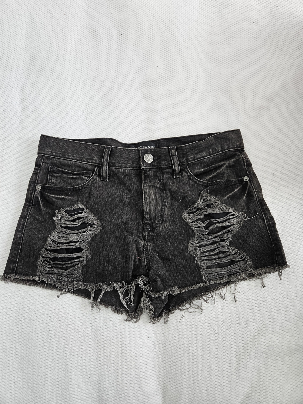 Express Black Distressed High-Rise Jean Shorts